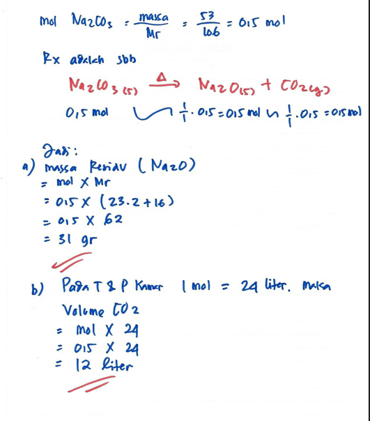 stoikiometri reaksi dekomposisi na2co3