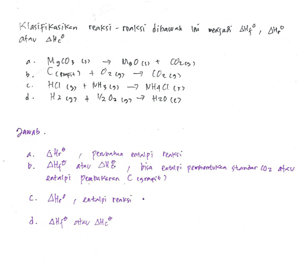 menentukan jenis entalpi dari suatu reaksi